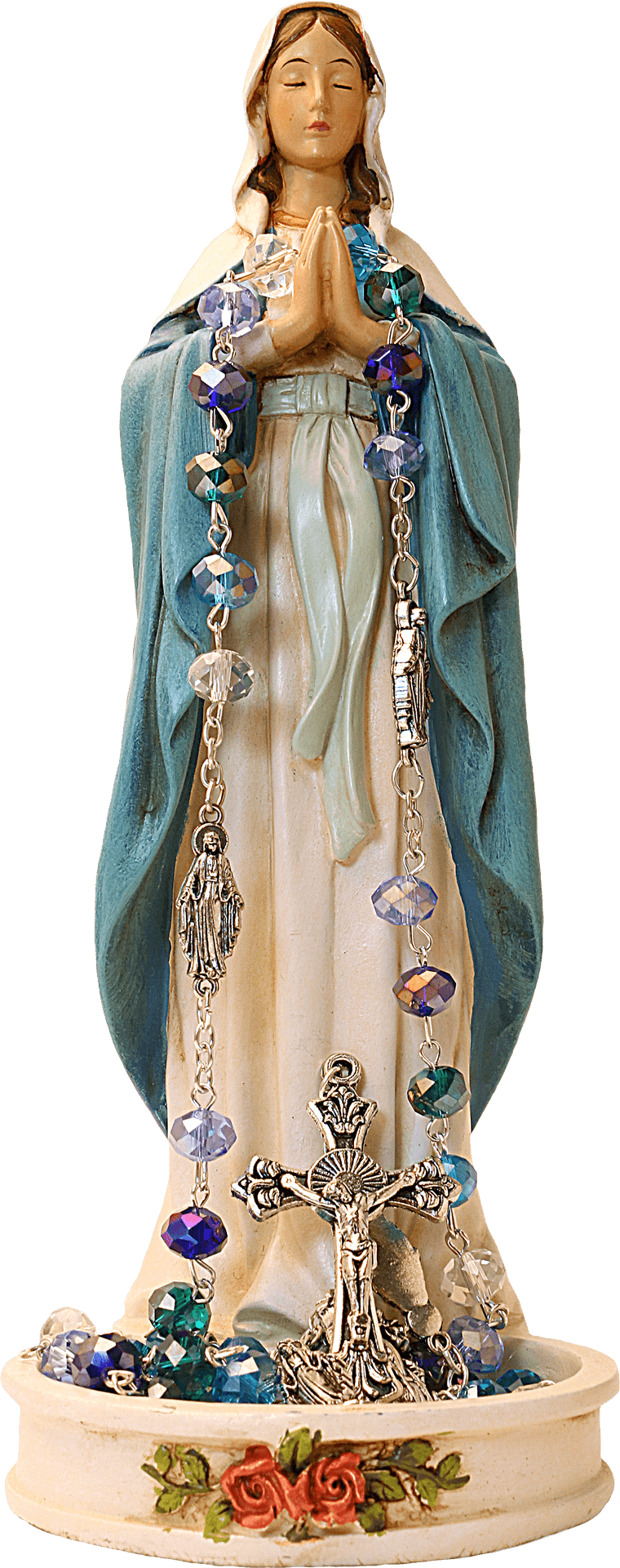 Praying Maria Statuewith Rosary PNG