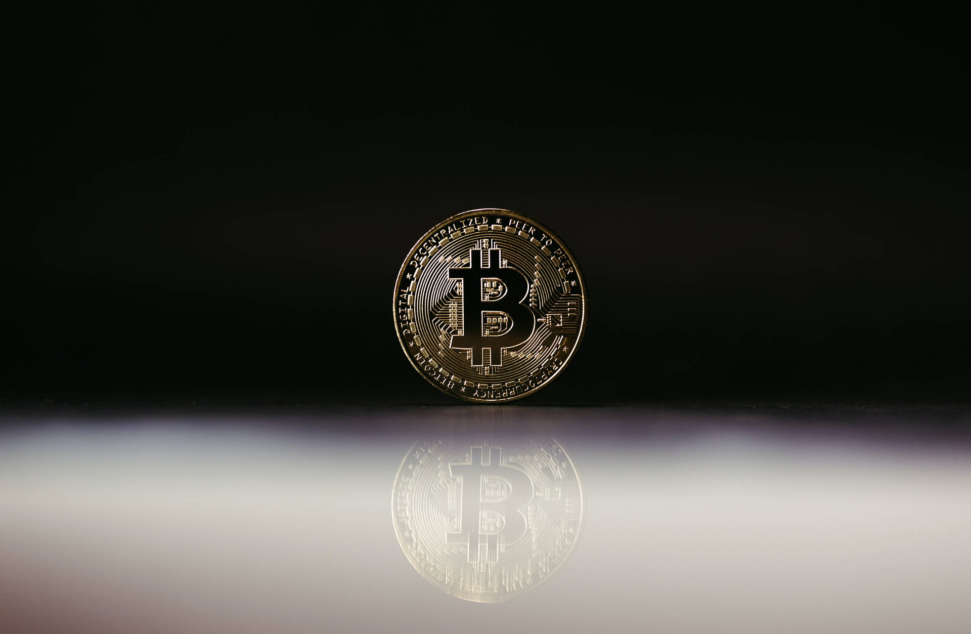 Precious Bitcoin Symbol Black Background Wallpaper