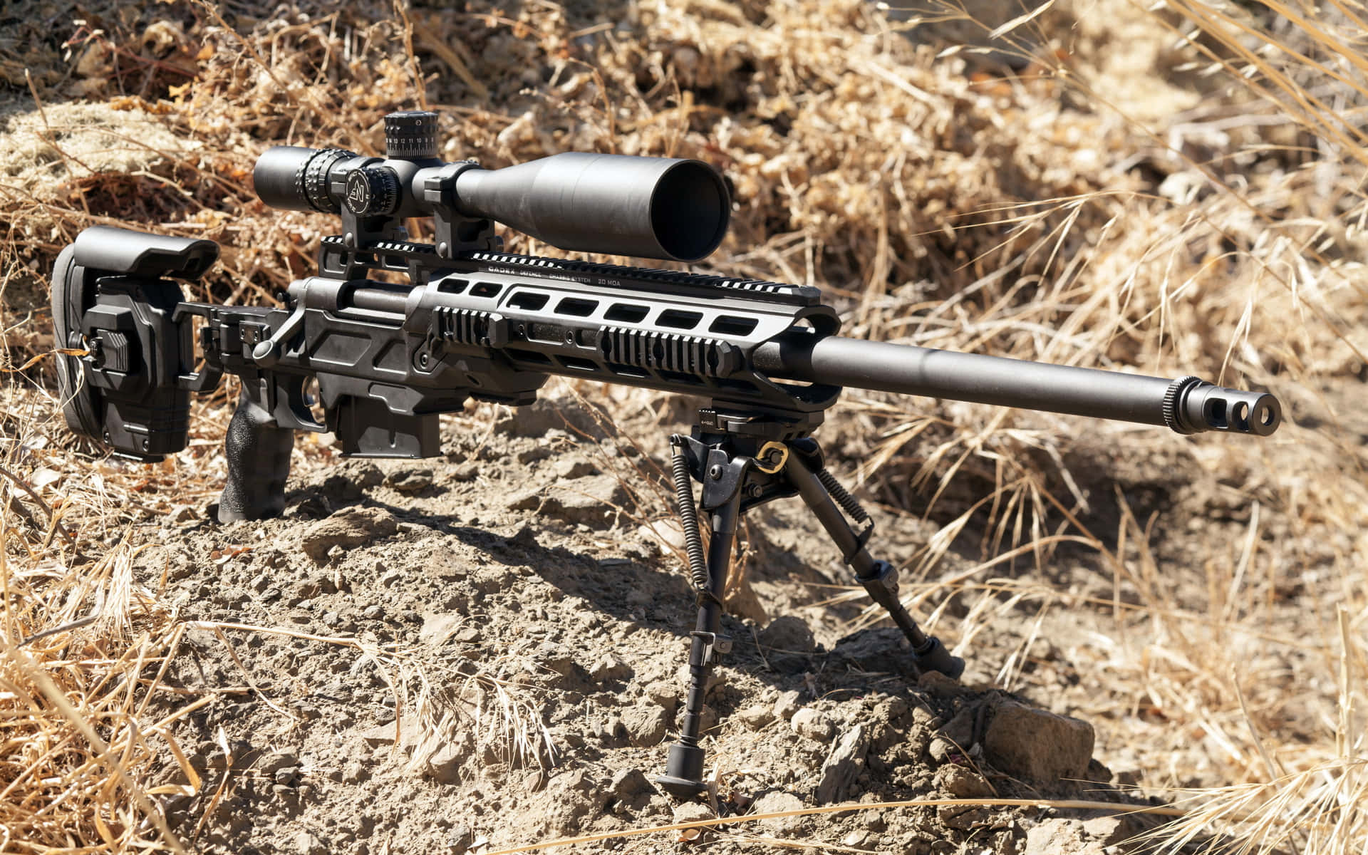 Precision Sniper Rifle Outdoor Setup Wallpaper