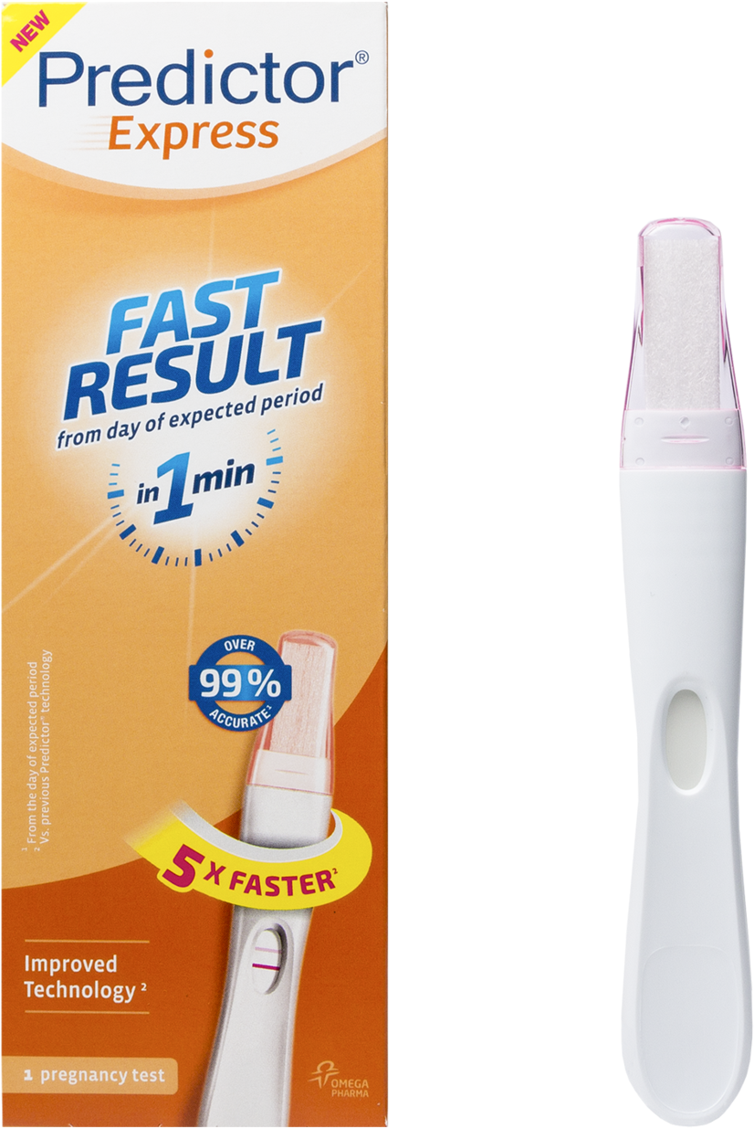 Predictor Express Pregnancy Test Packagingand Device PNG