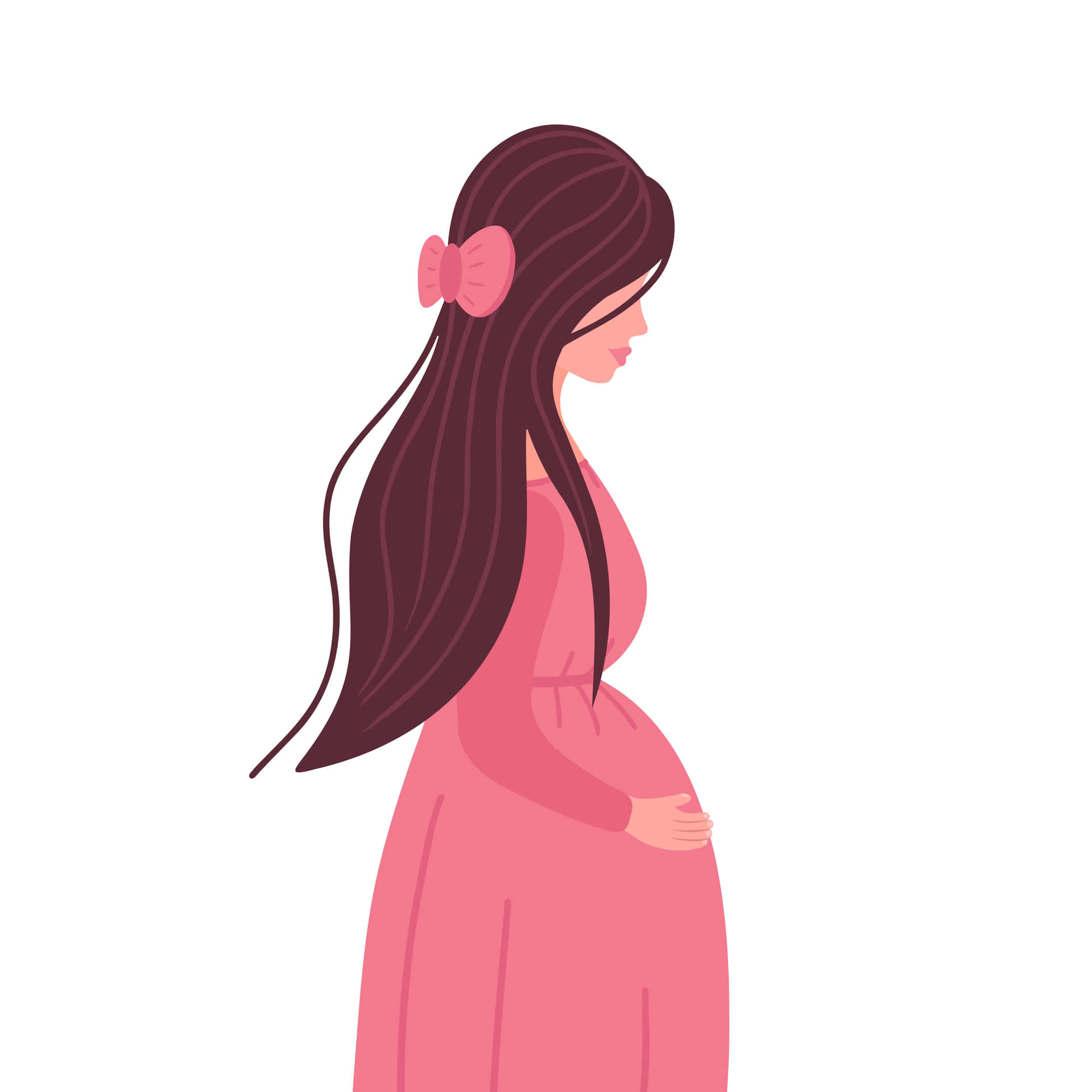 Pregnant Woman Holding Belly on a Sunny Day