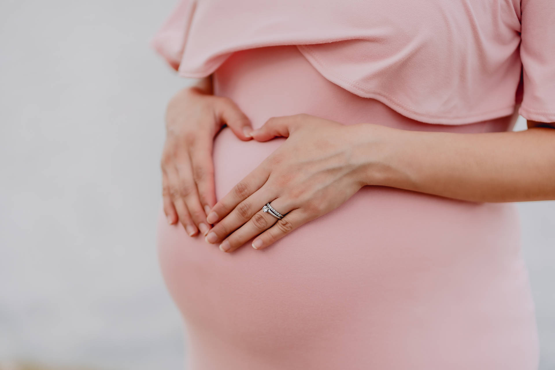 Pregnant Belly Pink Dress Heart Wallpaper