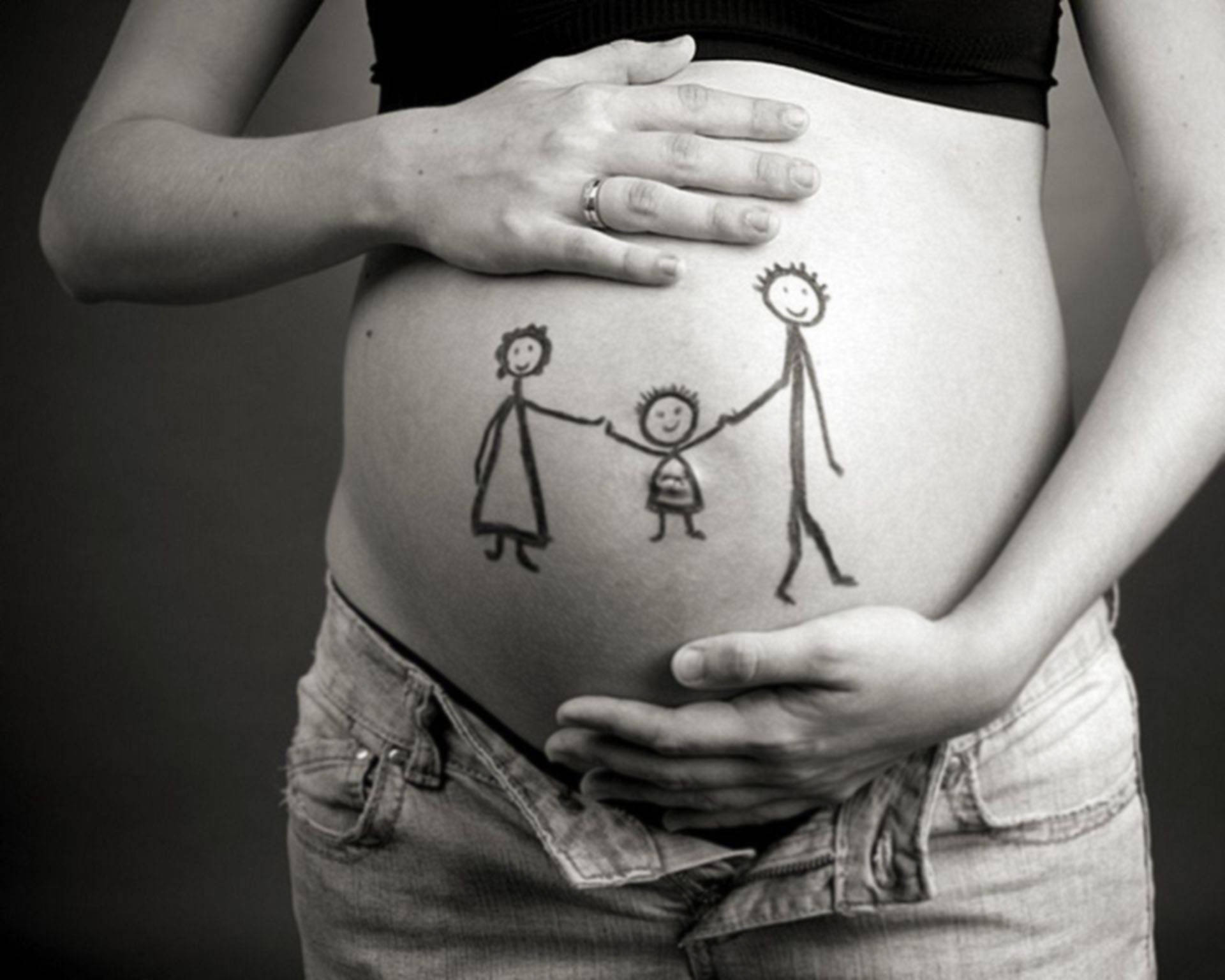 Pregnant Bump Family Drawing Wallpaper
