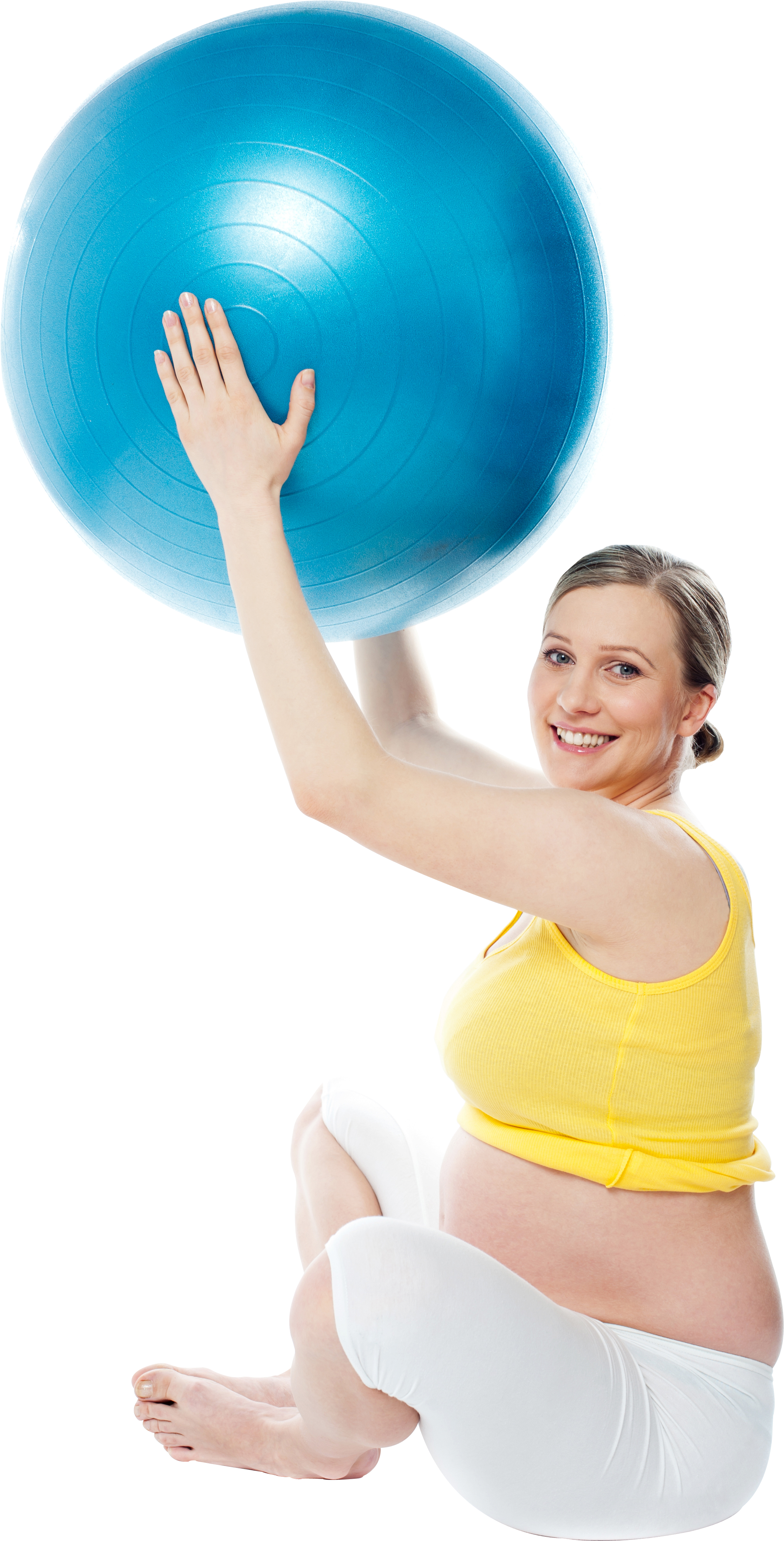 Pregnant Woman Exercisingwith Fitness Ball PNG