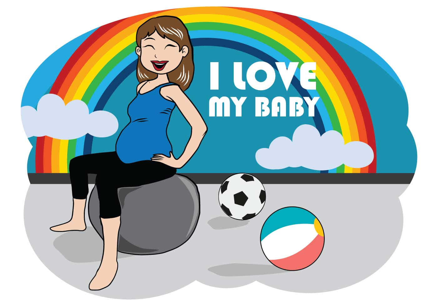 Pregnant Woman Medicine Ball Digital Art Wallpaper