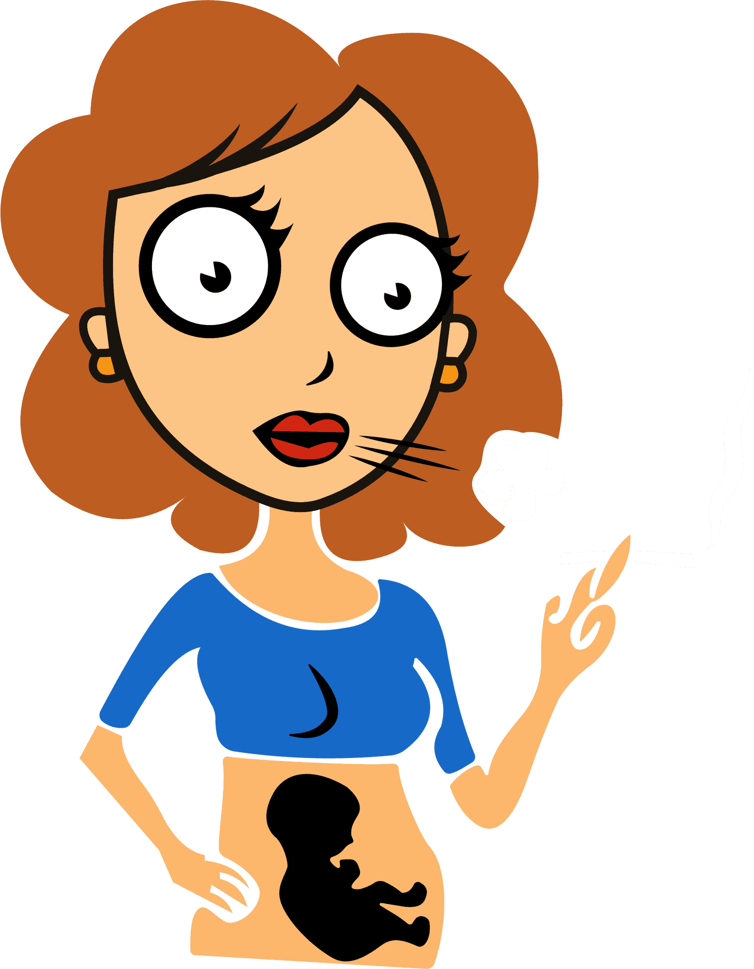 Pregnant Woman Smoking Cartoon PNG