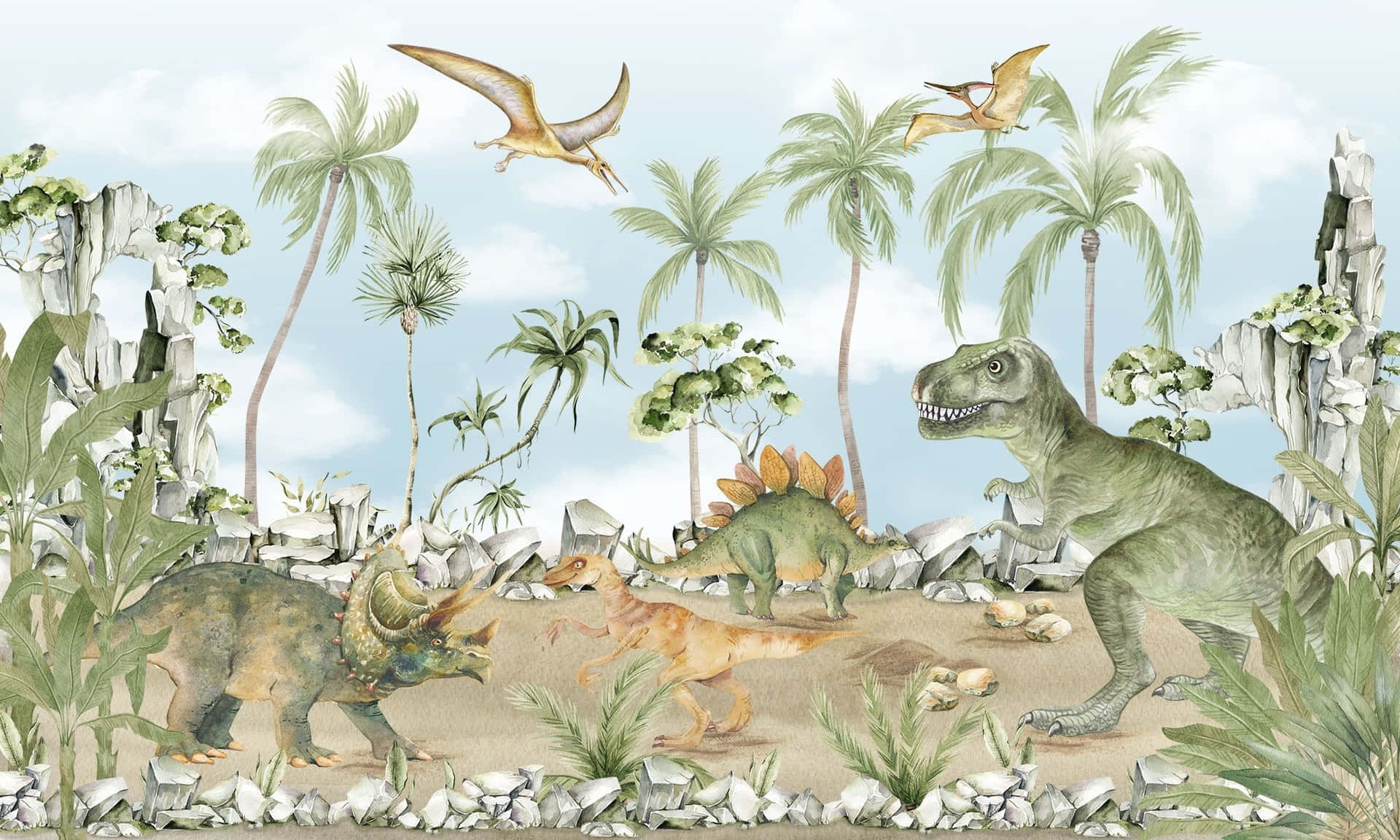 Prehistoric Dinosaur Illustration Wallpaper