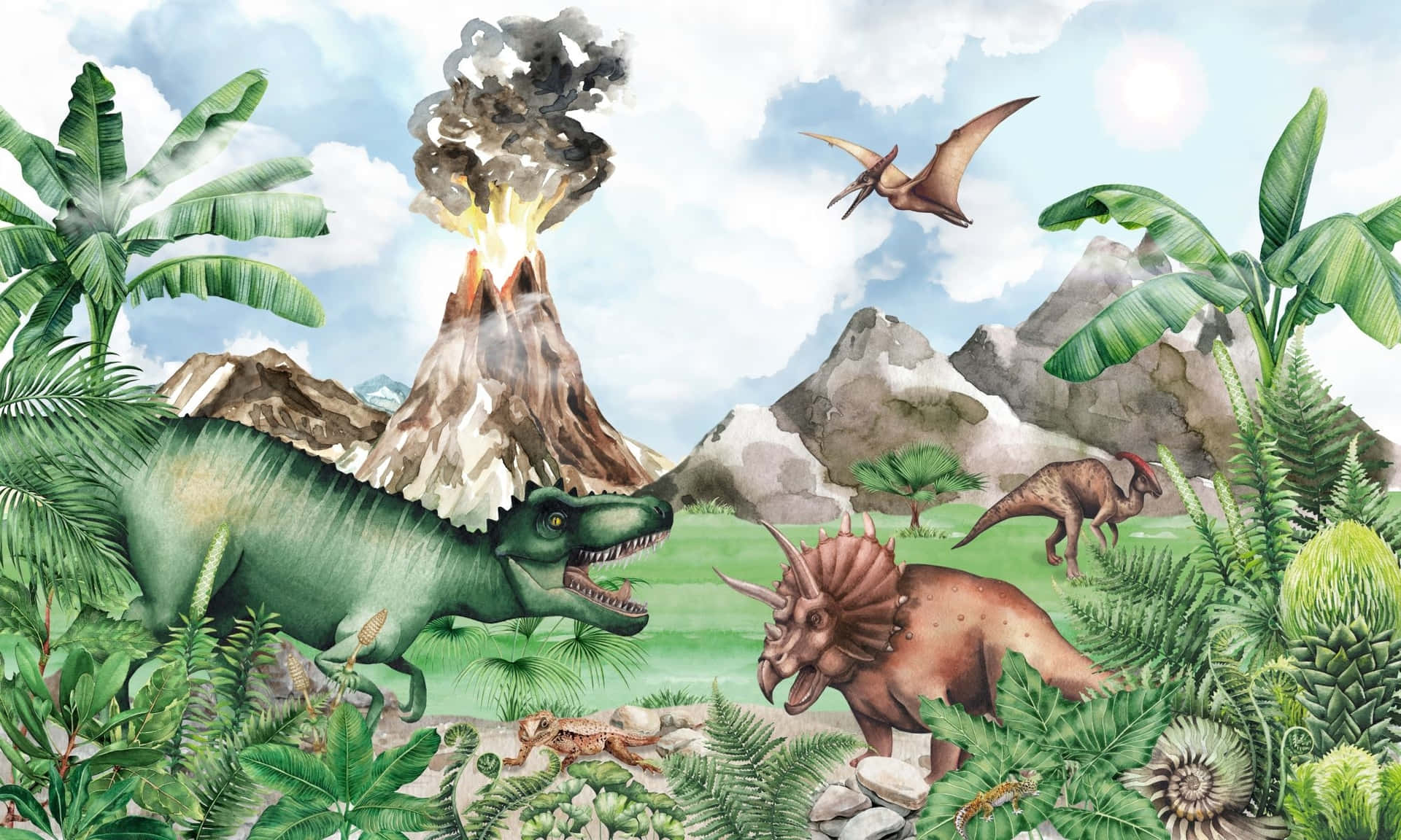 Prehistoric_ Eruption_and_ Dinosaurs.jpg Wallpaper