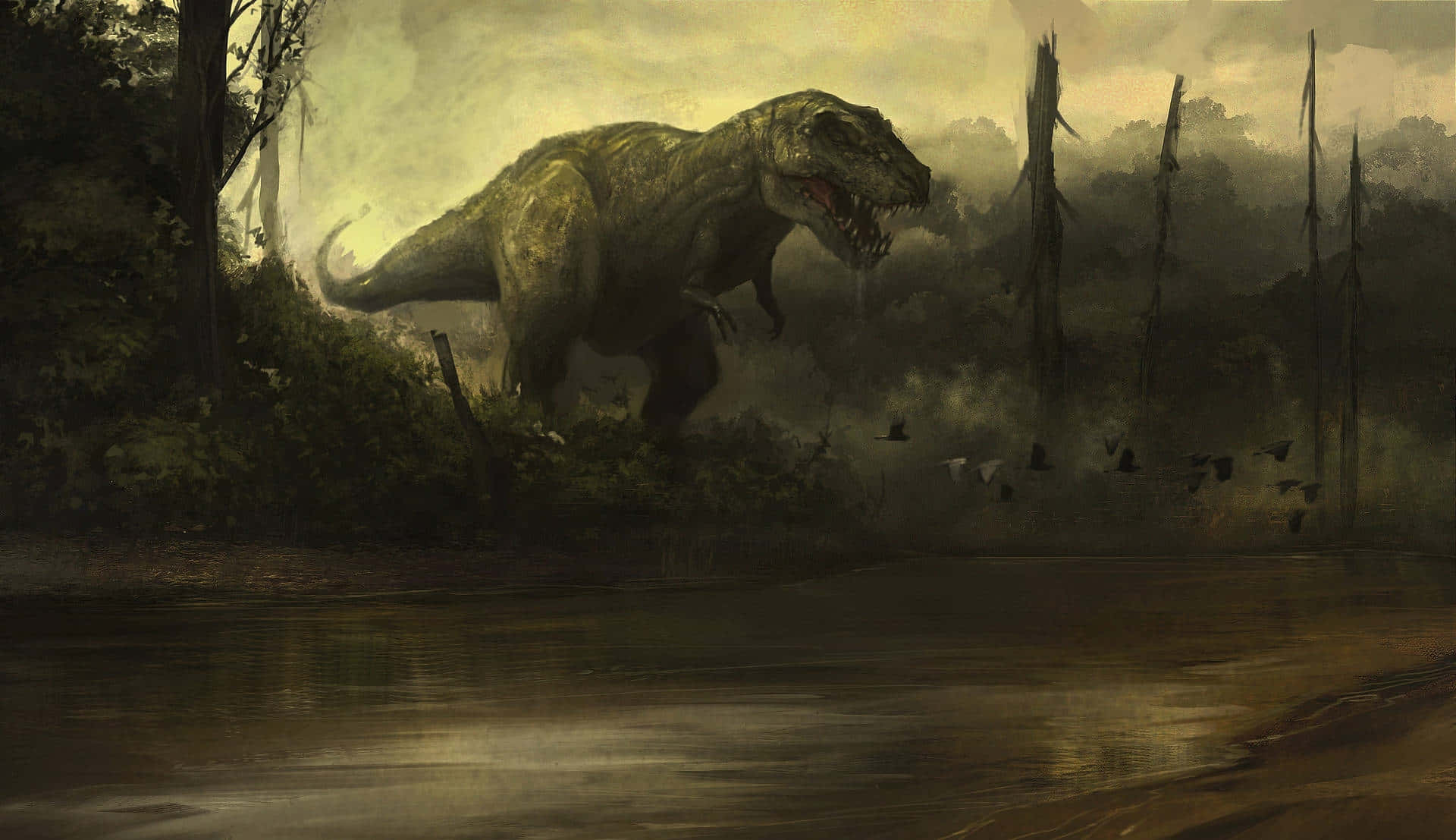 Prehistoric_ Predator_by_the_ River Wallpaper