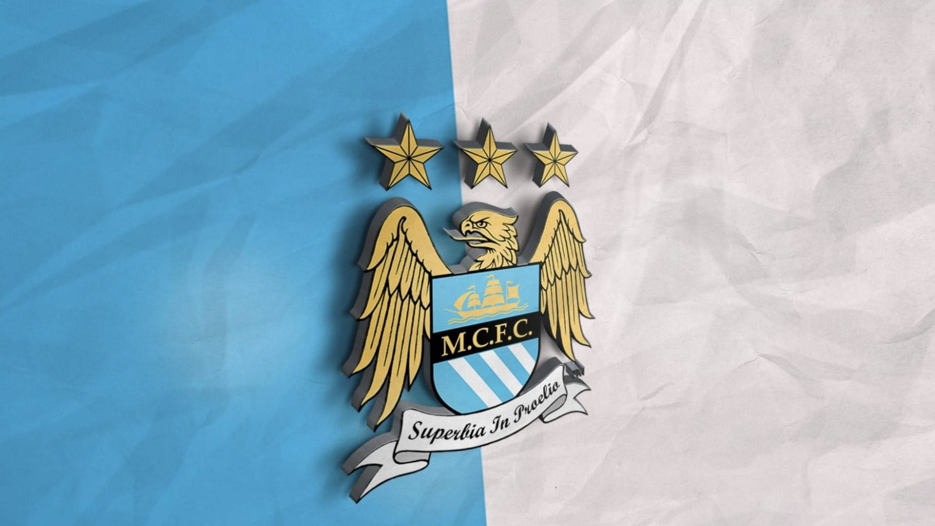 Manchester City Emblem with Premier League Recognition Wallpaper