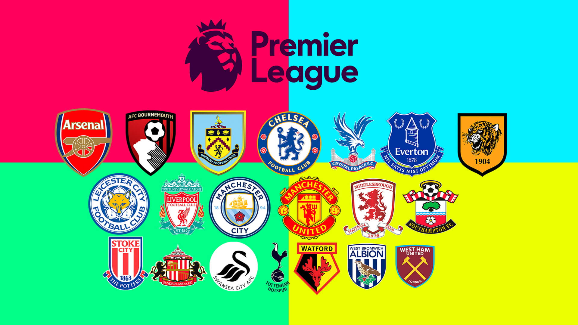 Premier League Team Emblems Showdown Wallpaper