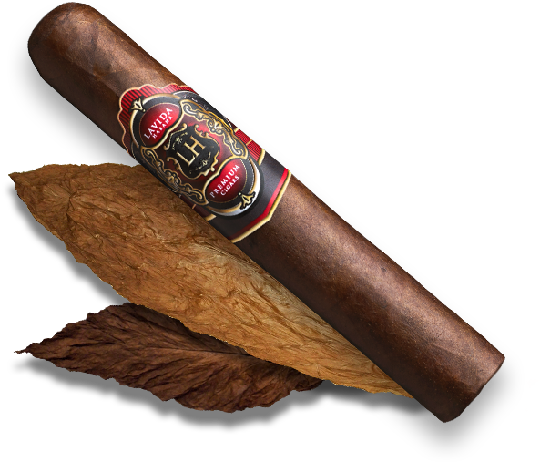 Premium Cigar With Labeland Tobacco Leaf PNG