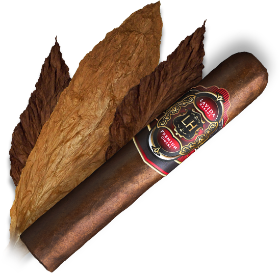 Premium Cigar With Labeland Tobacco Leaves PNG