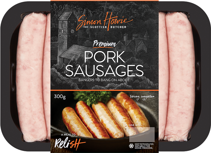 Premium Pork Sausages Packaging PNG