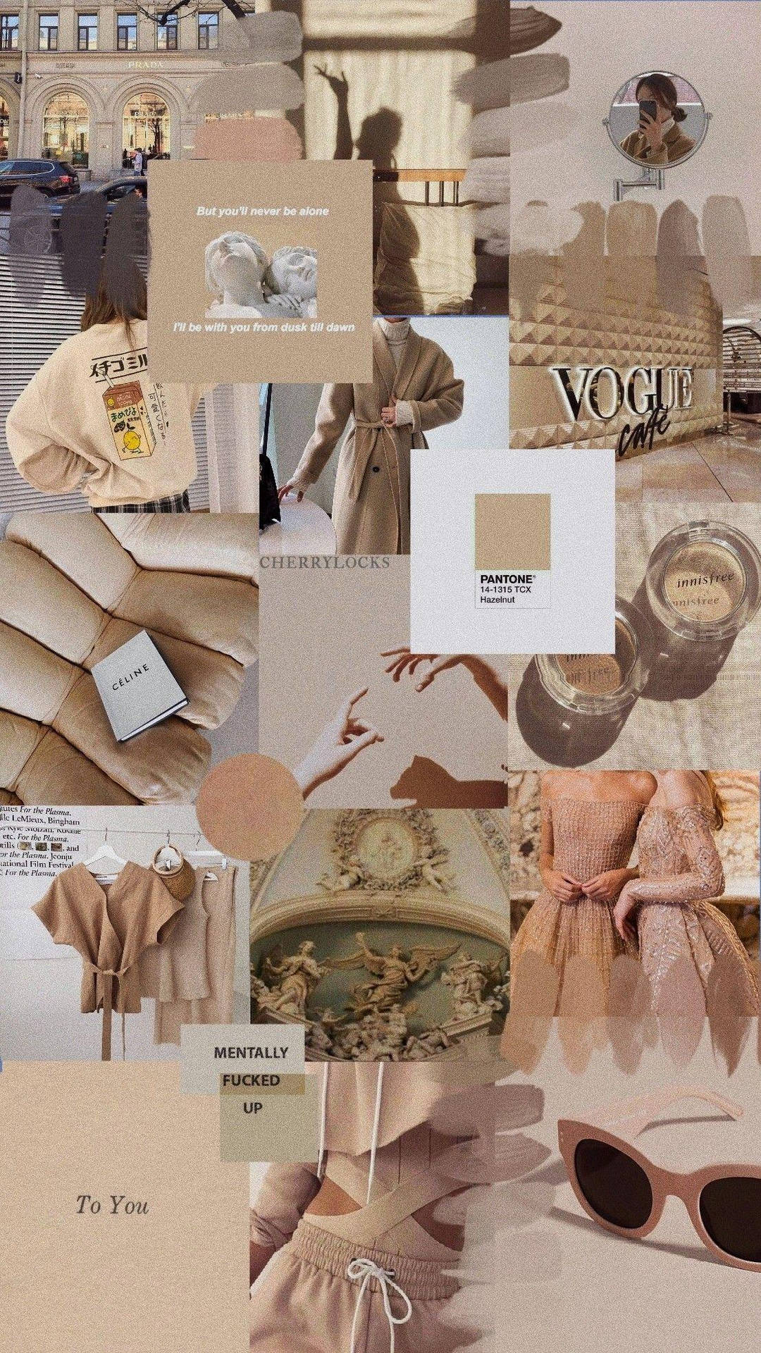 Preppy Aesthetic Beige Collage Background