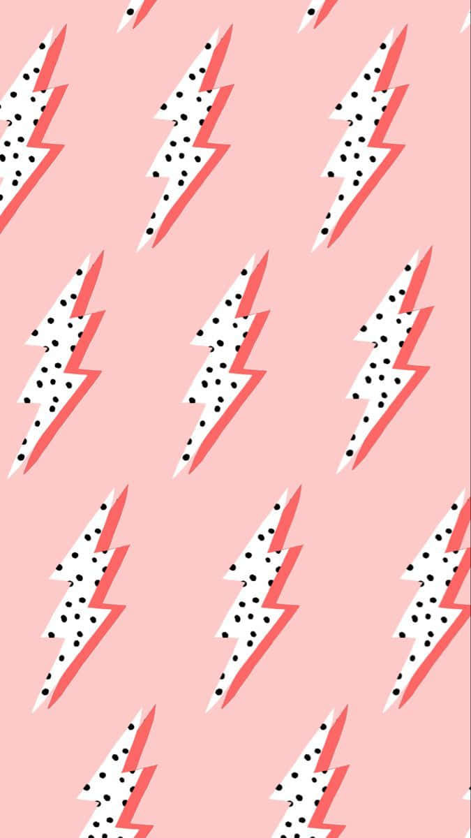 A Pink And White Lightning Bolt Pattern