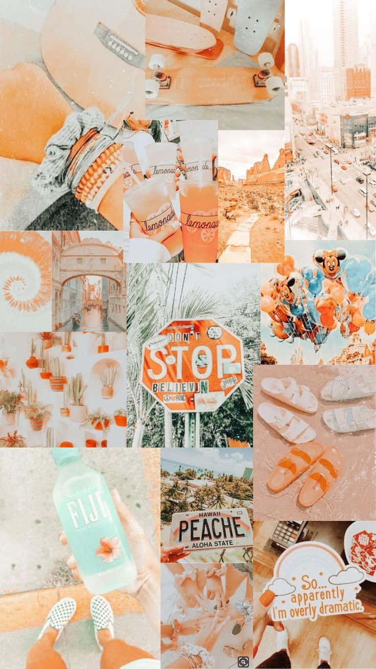 Einecollage Von Bildern Von Orangefarbenen Und Weißen Gegenständen