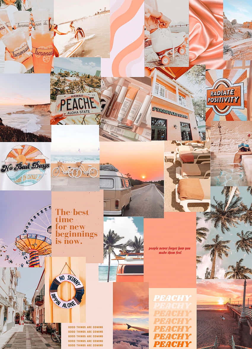 Preppy Beach Aesthetic Collage Wallpaper