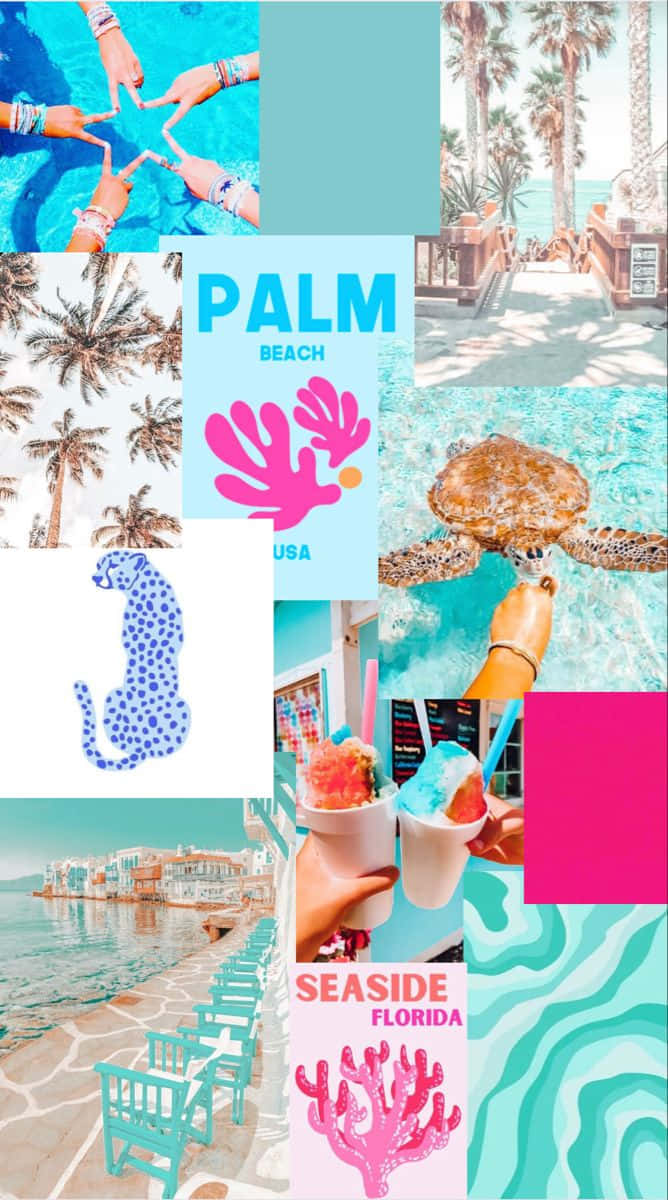 Preppy Beach Aesthetic Collage Wallpaper