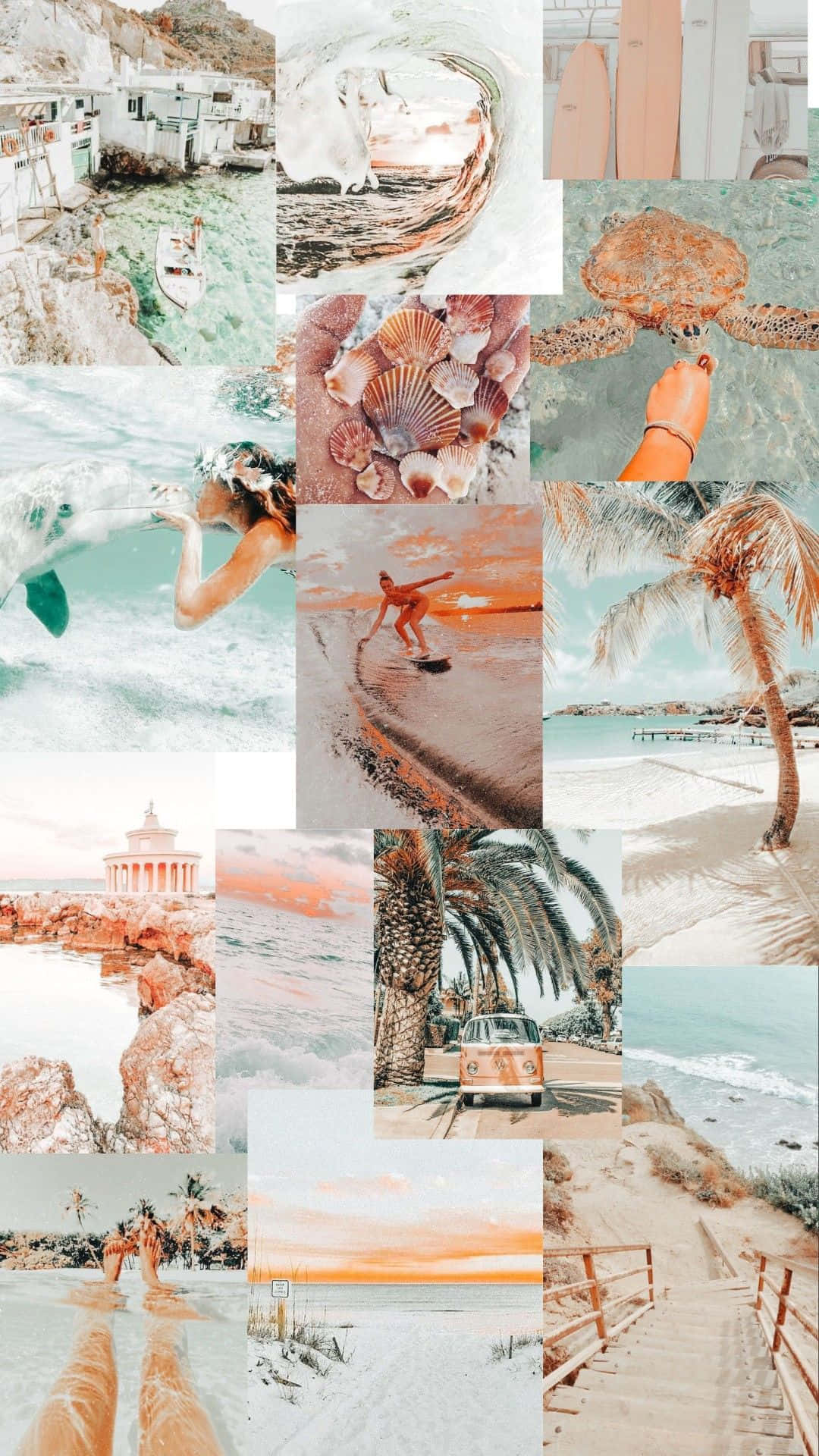 Preppy Beach Aesthetic Collage Wallpaper