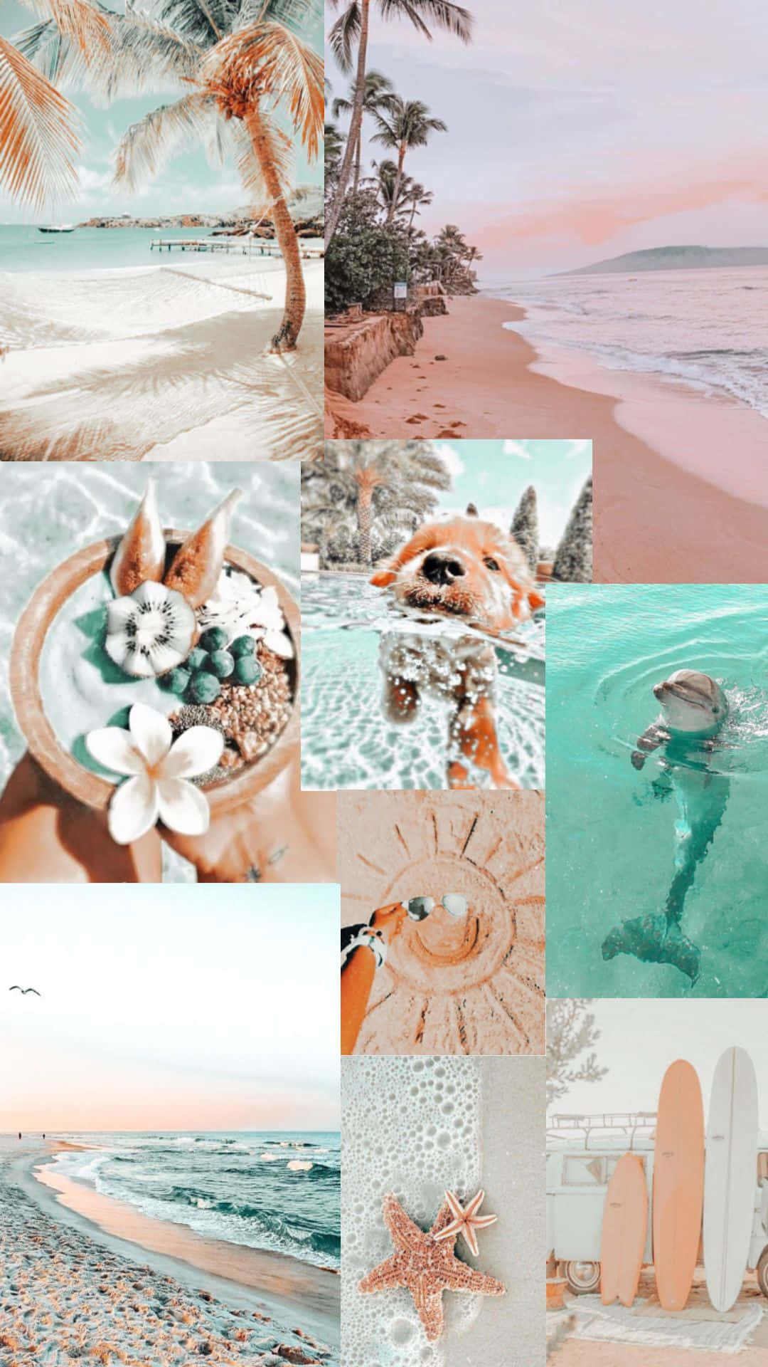 Preppy Beach Aesthetic Collage Wallpaper