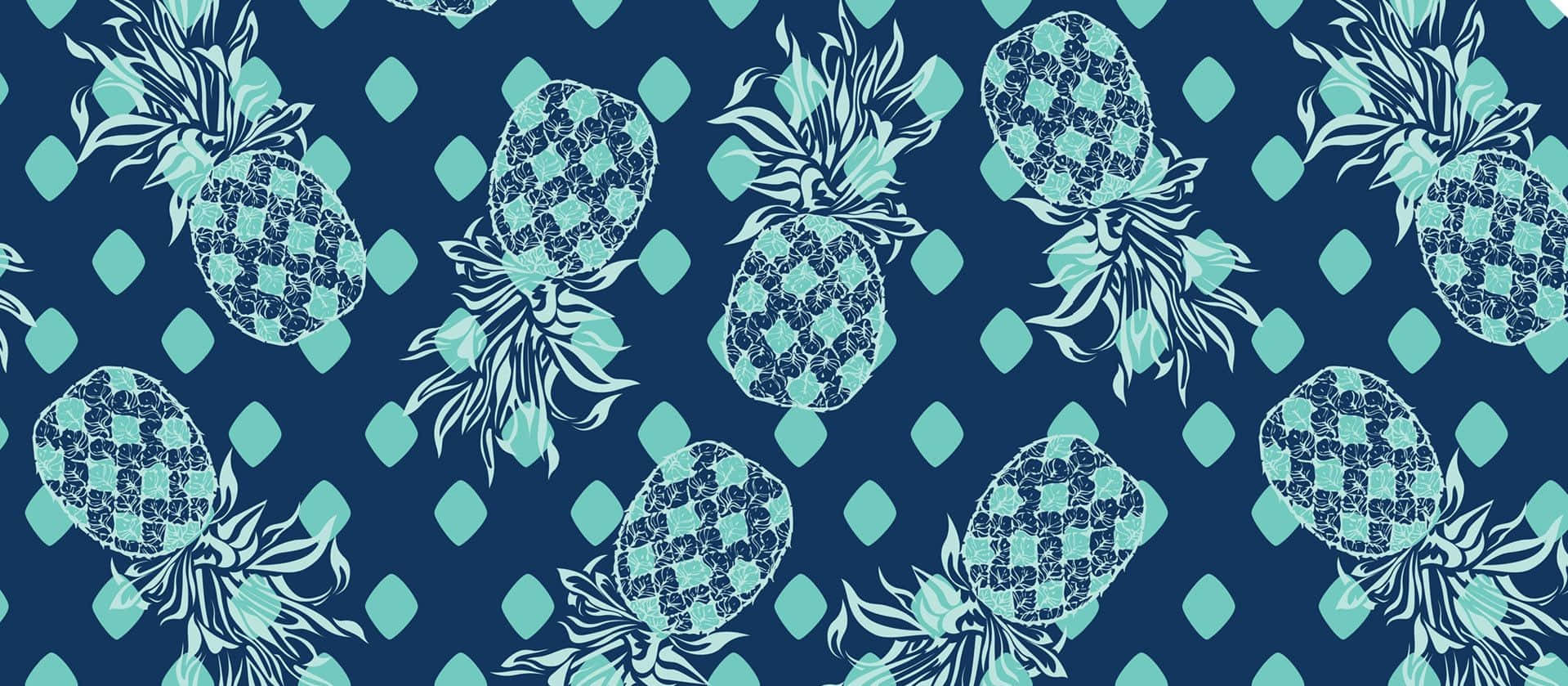 Preppy Blue Pineapple Pattern Wallpaper