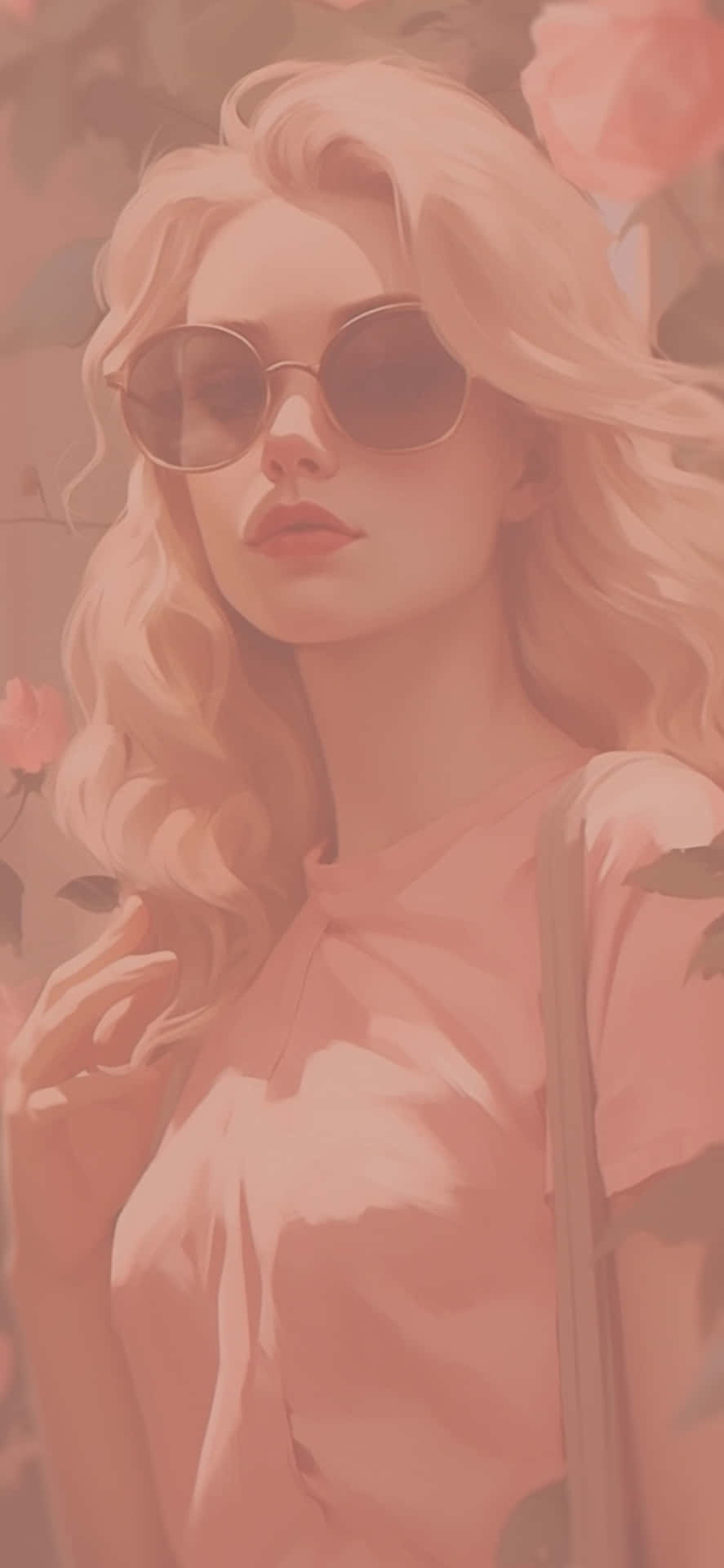 Preppy Girl In Pink With Sunglasses Wallpaper