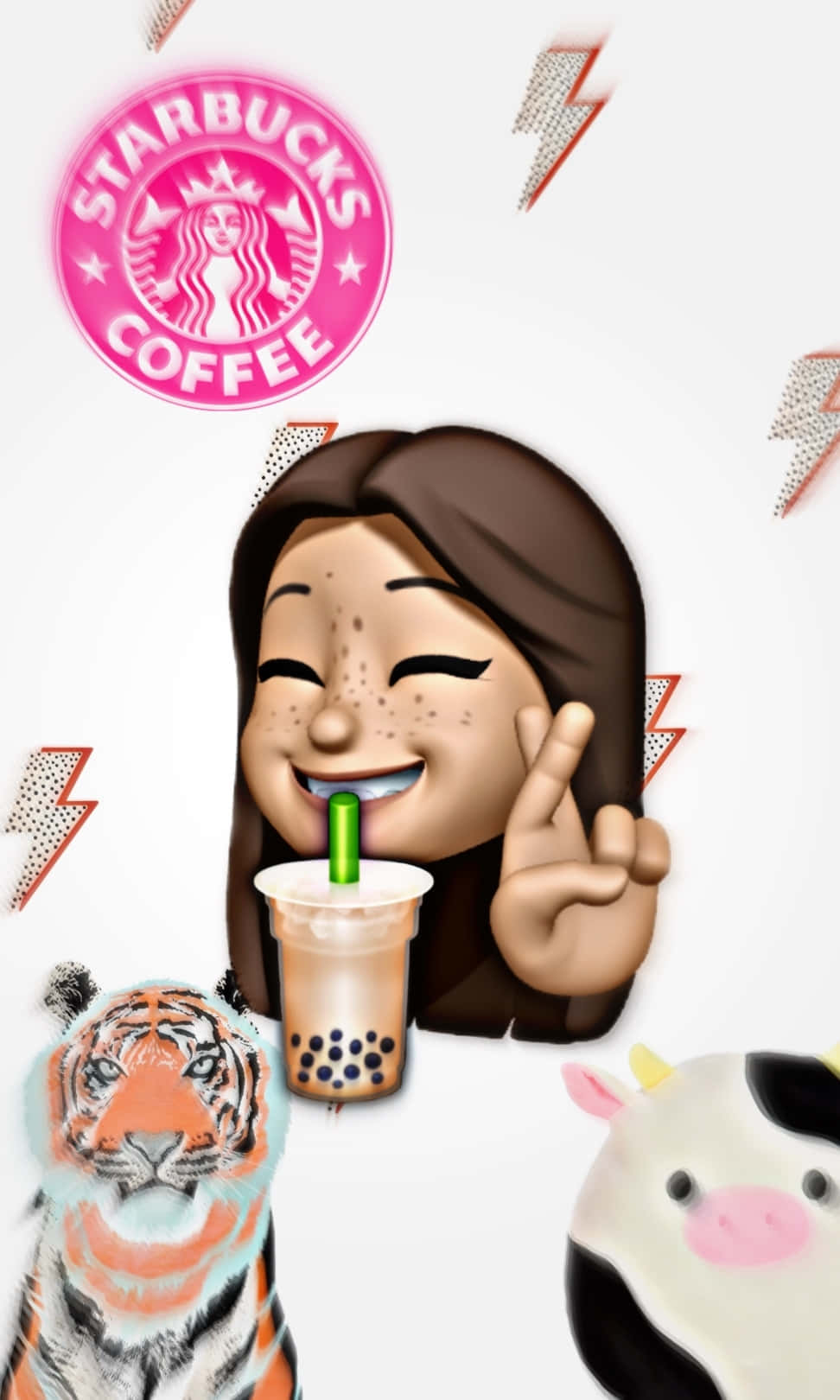 Preppy Girl_ Starbucks Emoji_ Artwork Wallpaper