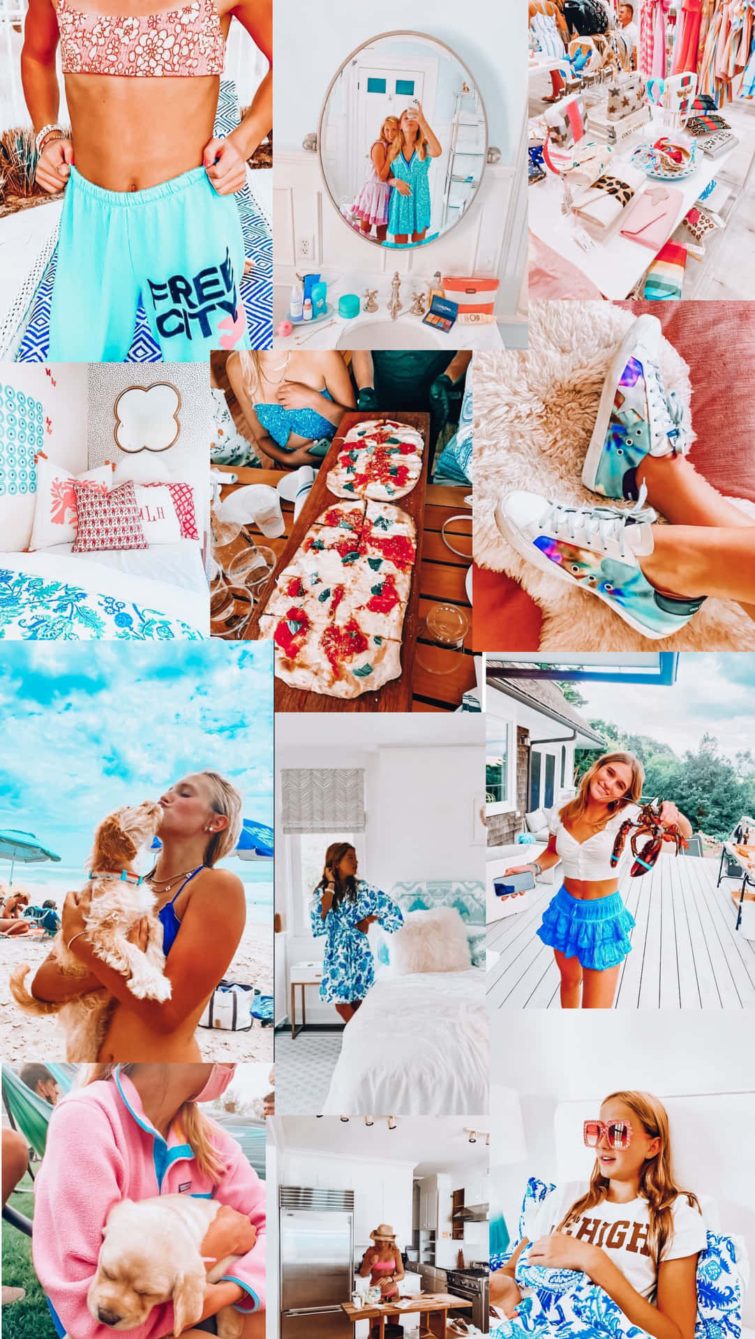 Preppy Girl Summer Aesthetic Collage Wallpaper
