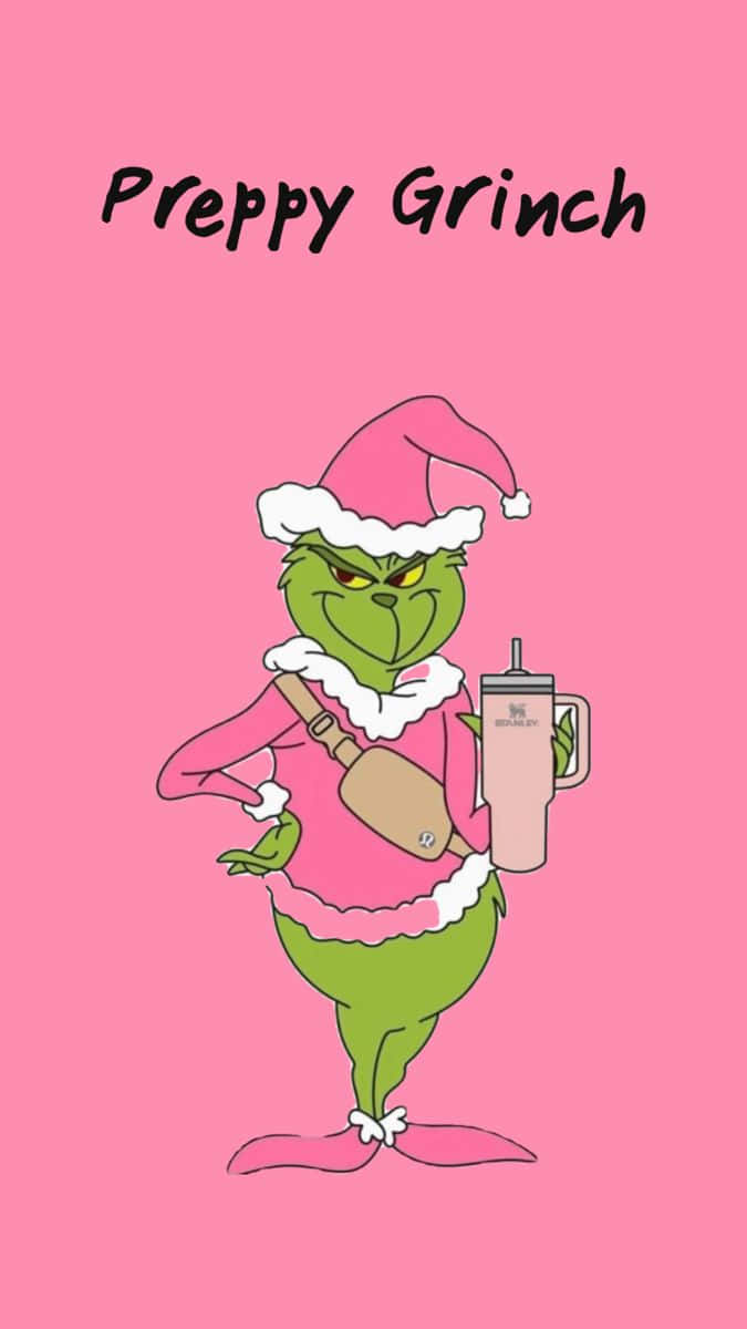 Preppy Grinch Holiday Character Wallpaper