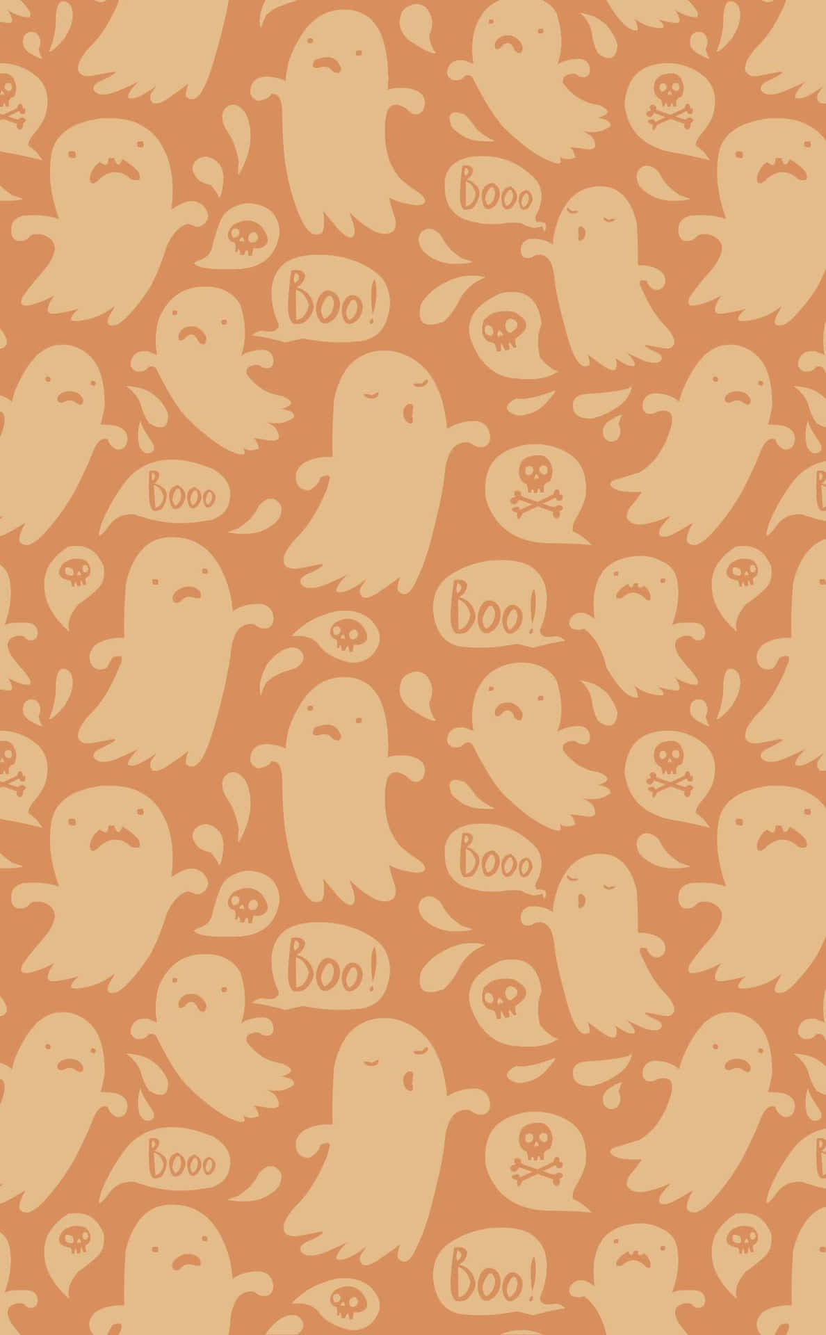 Preppy Halloween Ghost Pattern Wallpaper