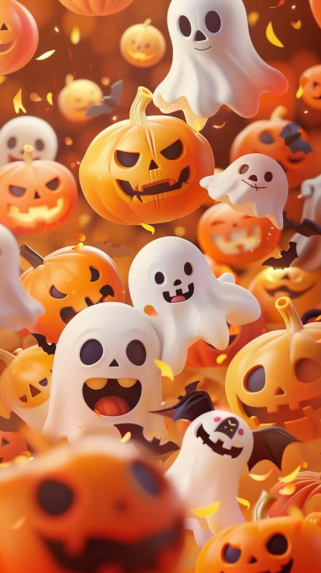 Preppy Halloween Pumpkinsand Ghosts Wallpaper