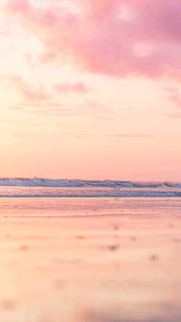 Preppy Pink Beach Sunset Wallpaper