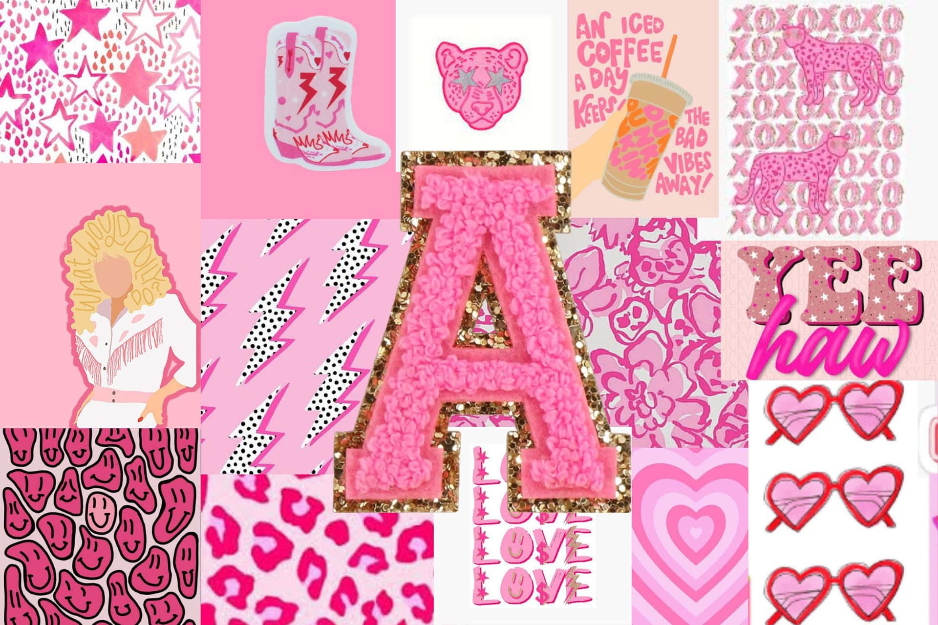 Preppy Pink Collage Aesthetic Wallpaper