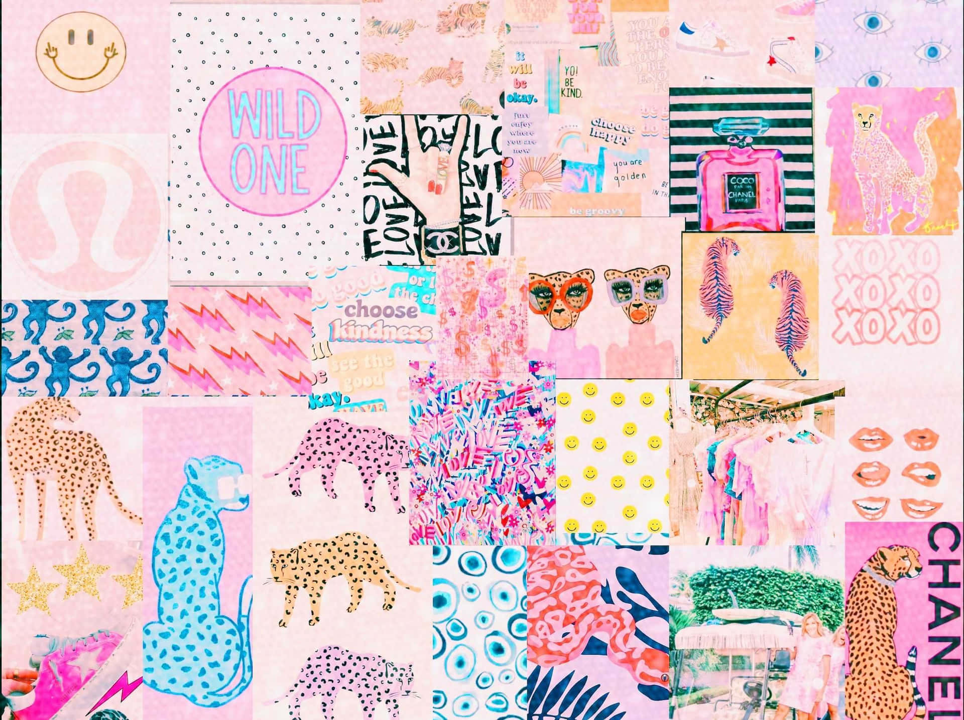 Preppy Pink Collage Wallpaper Wallpaper