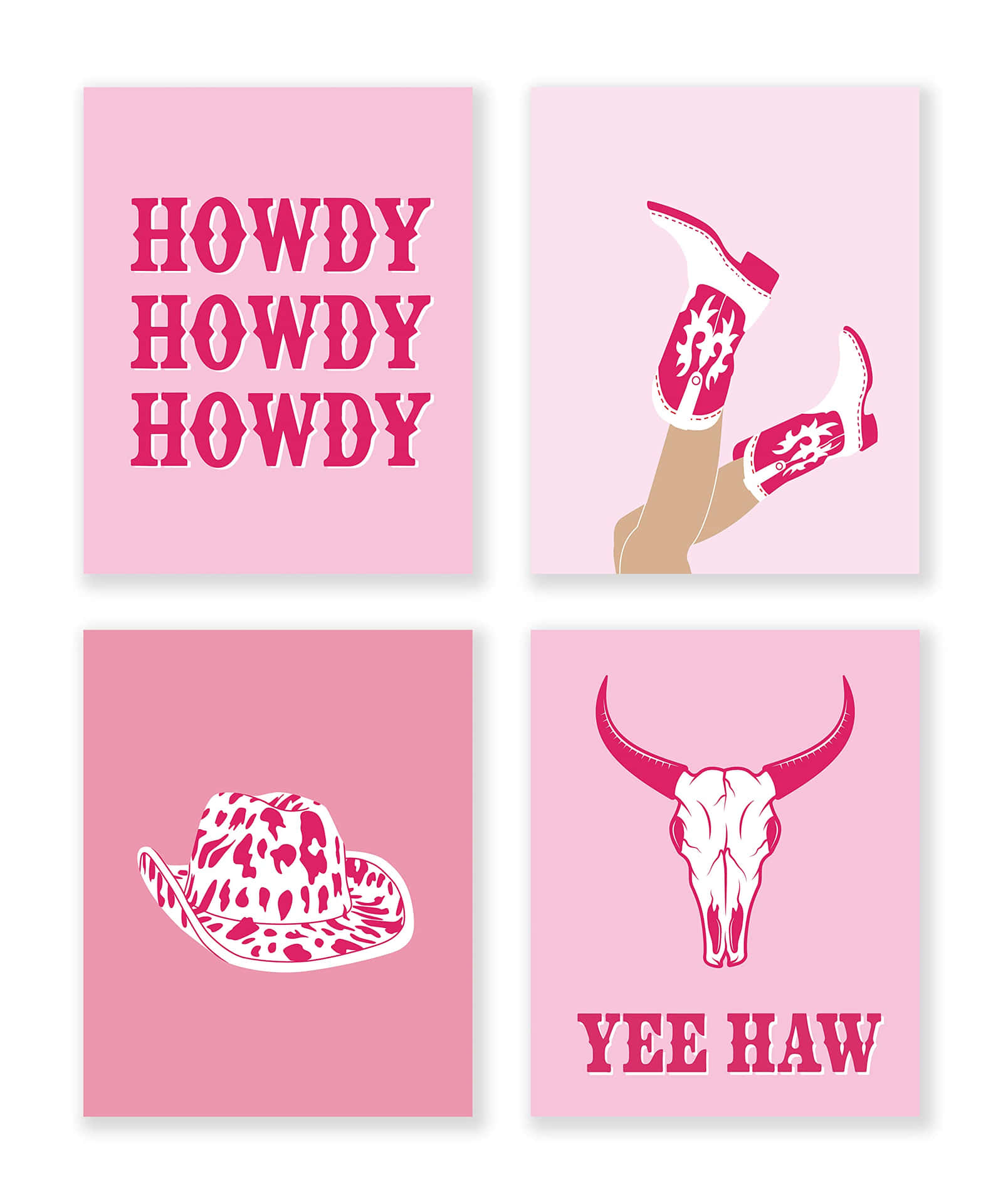 Preppy Pink Cowgirl Aesthetic Posters Wallpaper