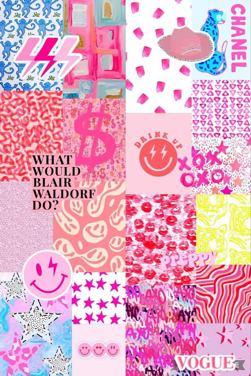 Preppy Pink Cowgirl Collage Aesthetic.jpg Wallpaper