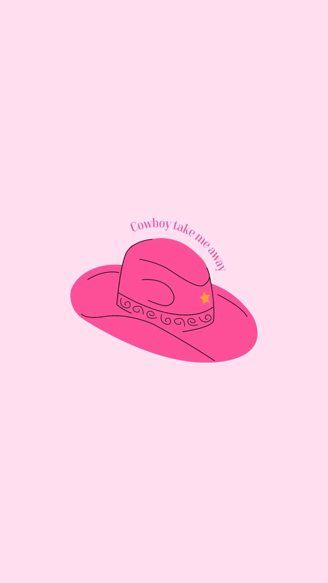Preppy Pink Cowgirl Hat Illustration Wallpaper