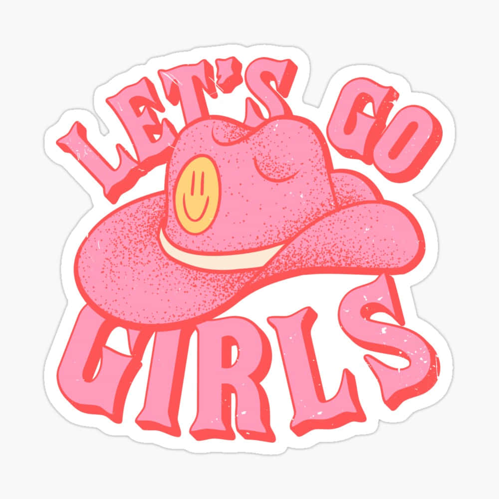 Preppy Pink Cowgirl Hat Sticker Wallpaper