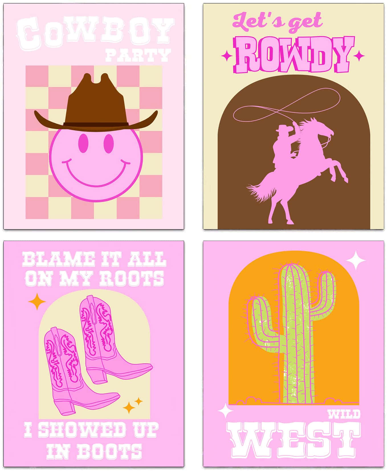 Preppy Pink Cowgirl Party Posters Wallpaper