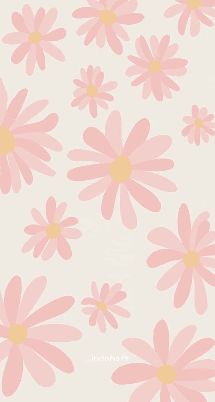 Preppy Pink Daisy Pattern Wallpaper