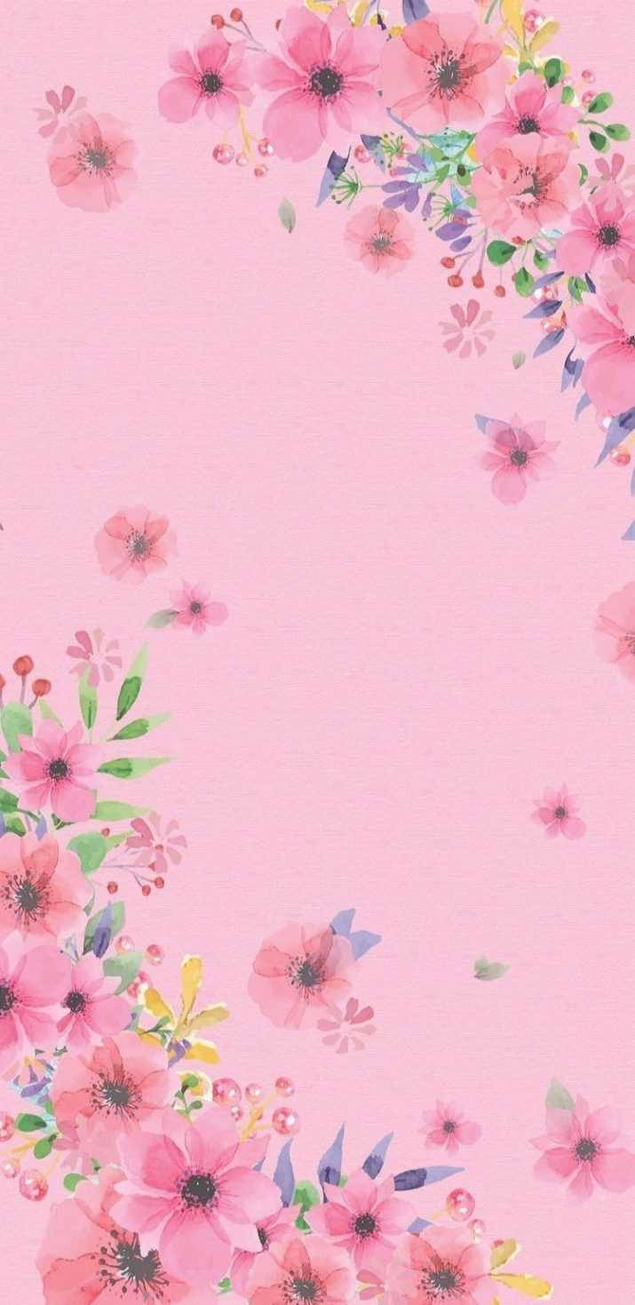 Preppy Pink Blomstret Design Wallpaper