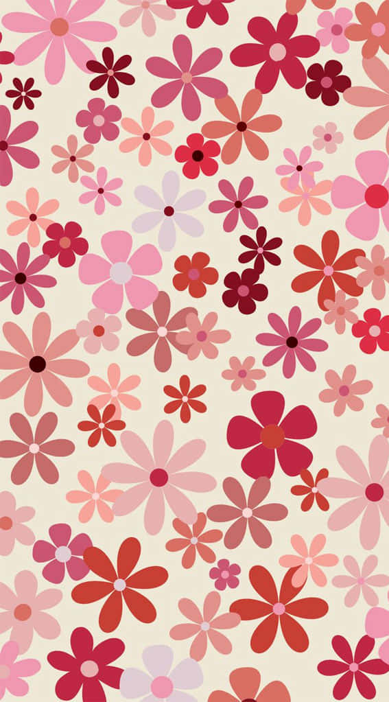 Preppy Pink Flower Pattern Wallpaper