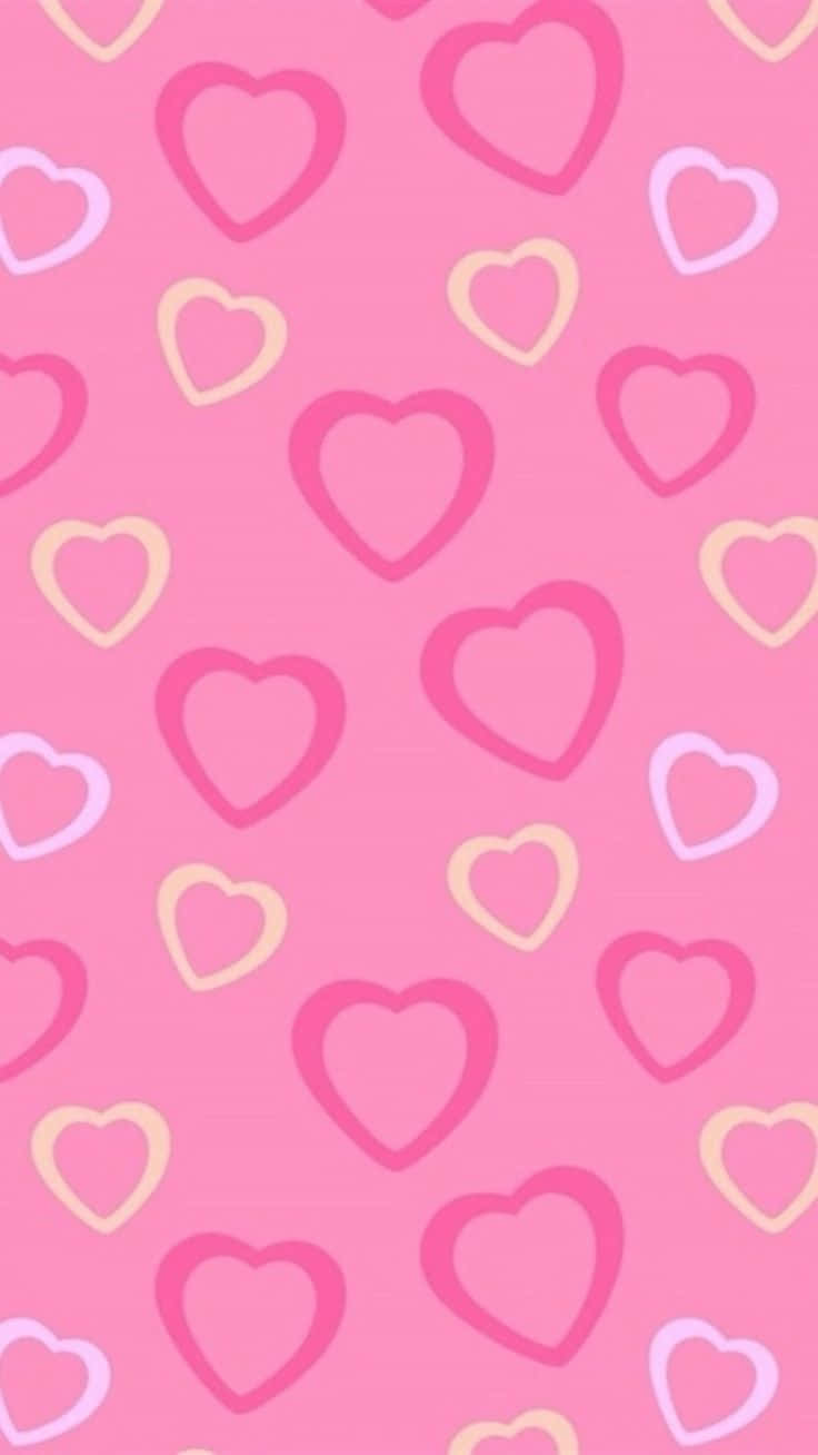 Preppy Pink Hearts Pattern Wallpaper