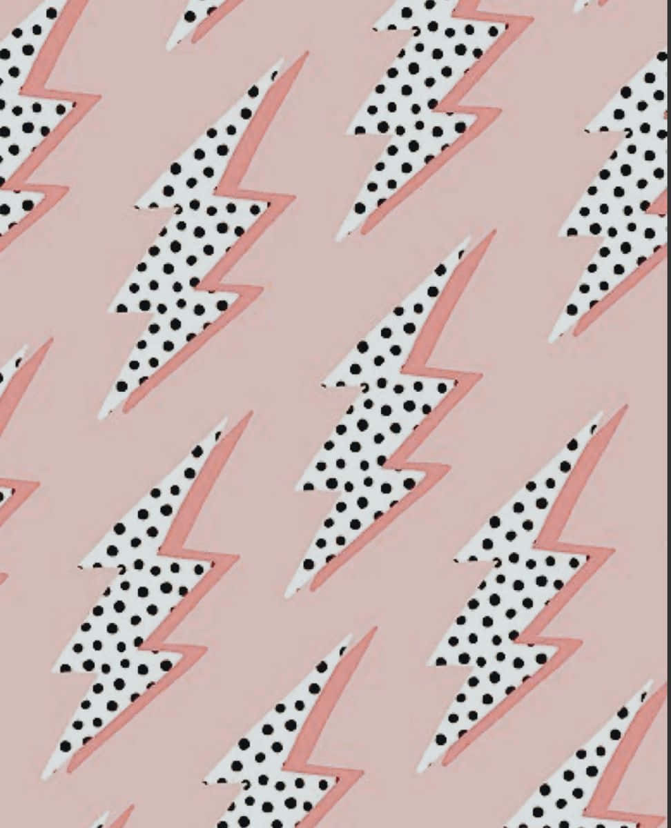 Preppy Pink Lightning Bolt Pattern Wallpaper