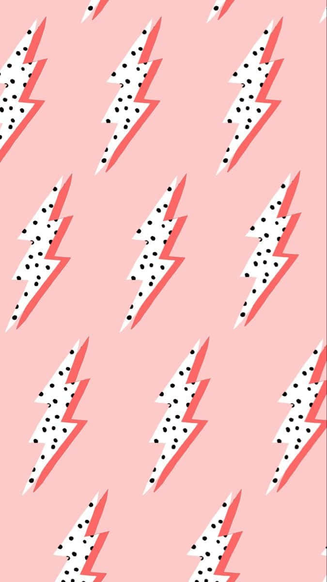 Preppy Pink Lightning Bolt Pattern Wallpaper