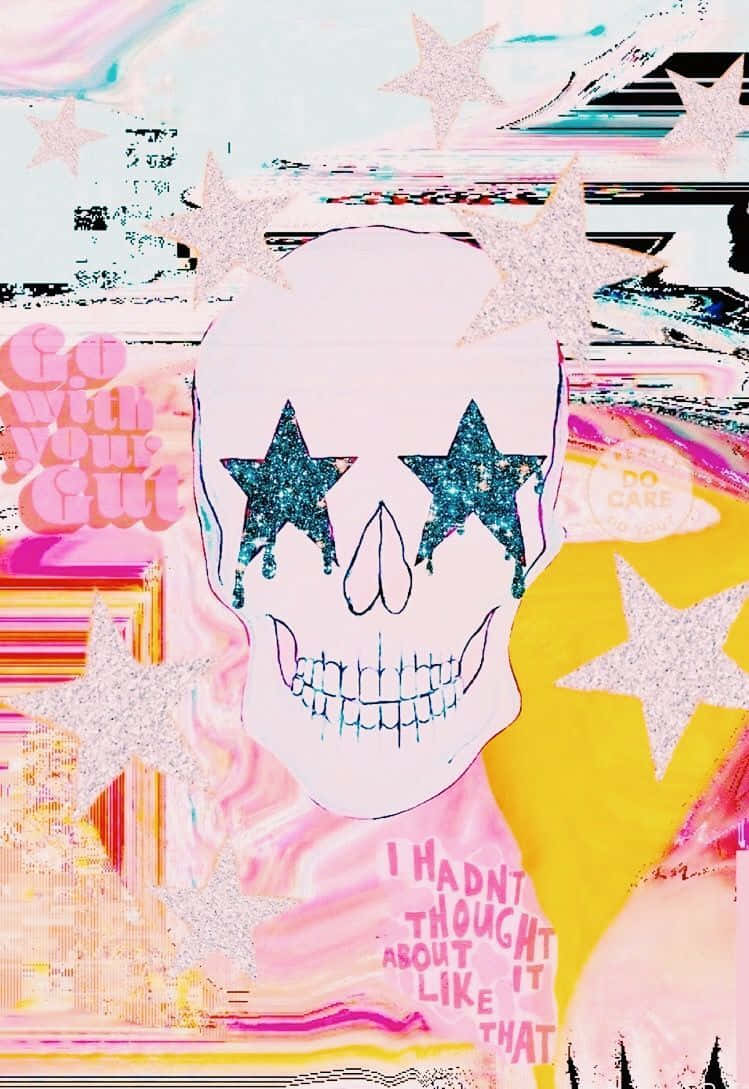 Preppy Pink Skull Artwork Wallpaper