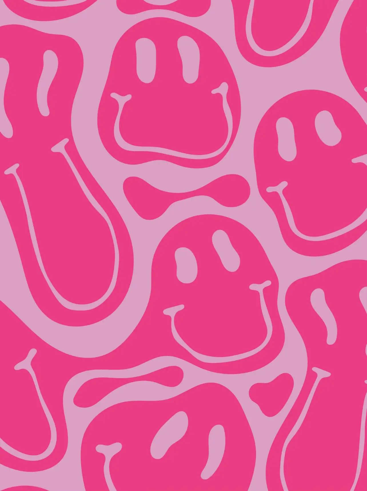 Preppy Pink Smiley Pattern Wallpaper