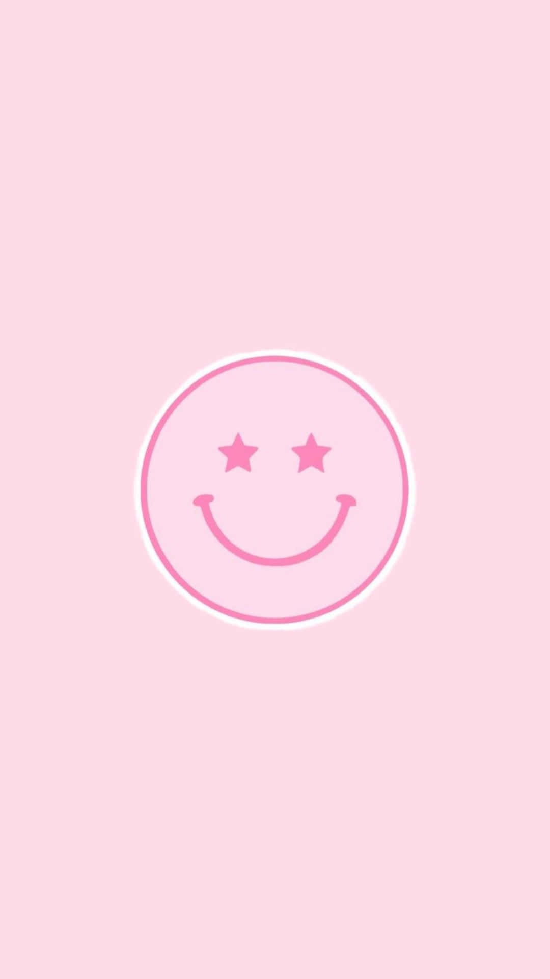 Preppy Pink Smiley Stars Aesthetic.jpg Wallpaper