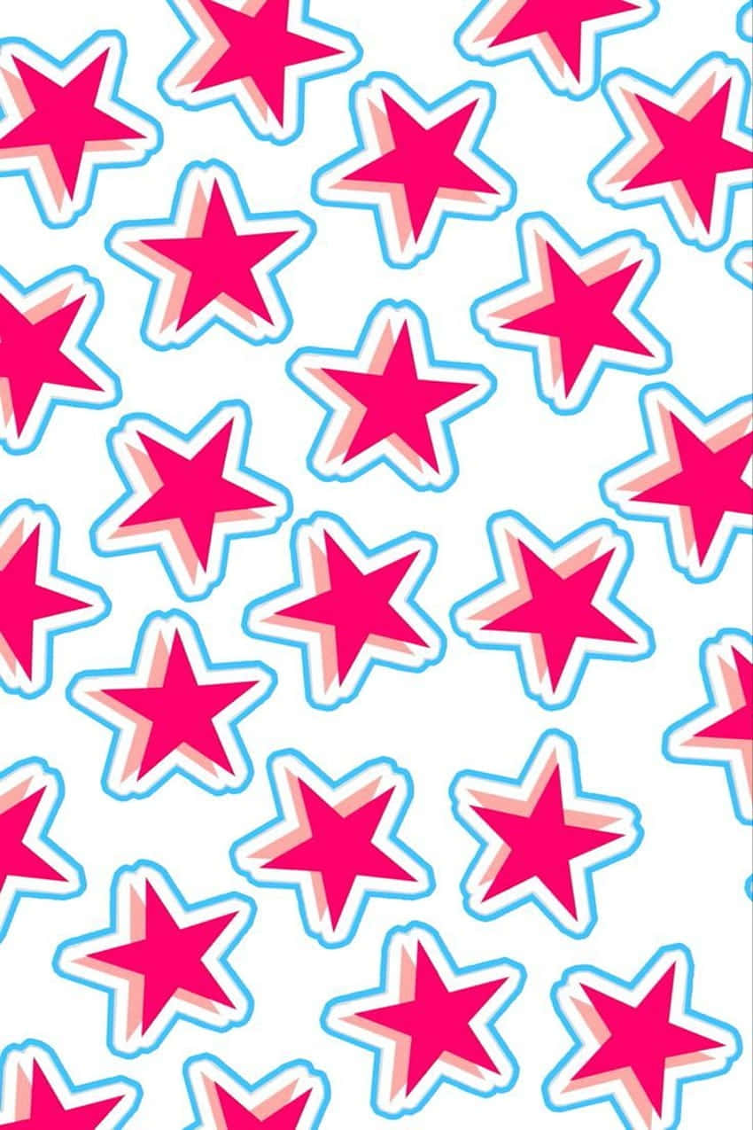 Preppy Pink Star Patterni Pad Wallpaper Wallpaper